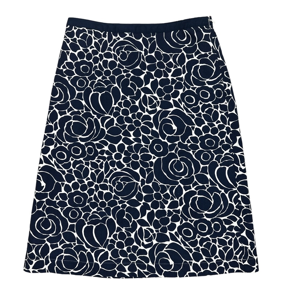 Boden Kate Floral A-Line Ponte Skirt Size 2 Navy Blue & White Side Zipper EUC - Picture 2 of 11